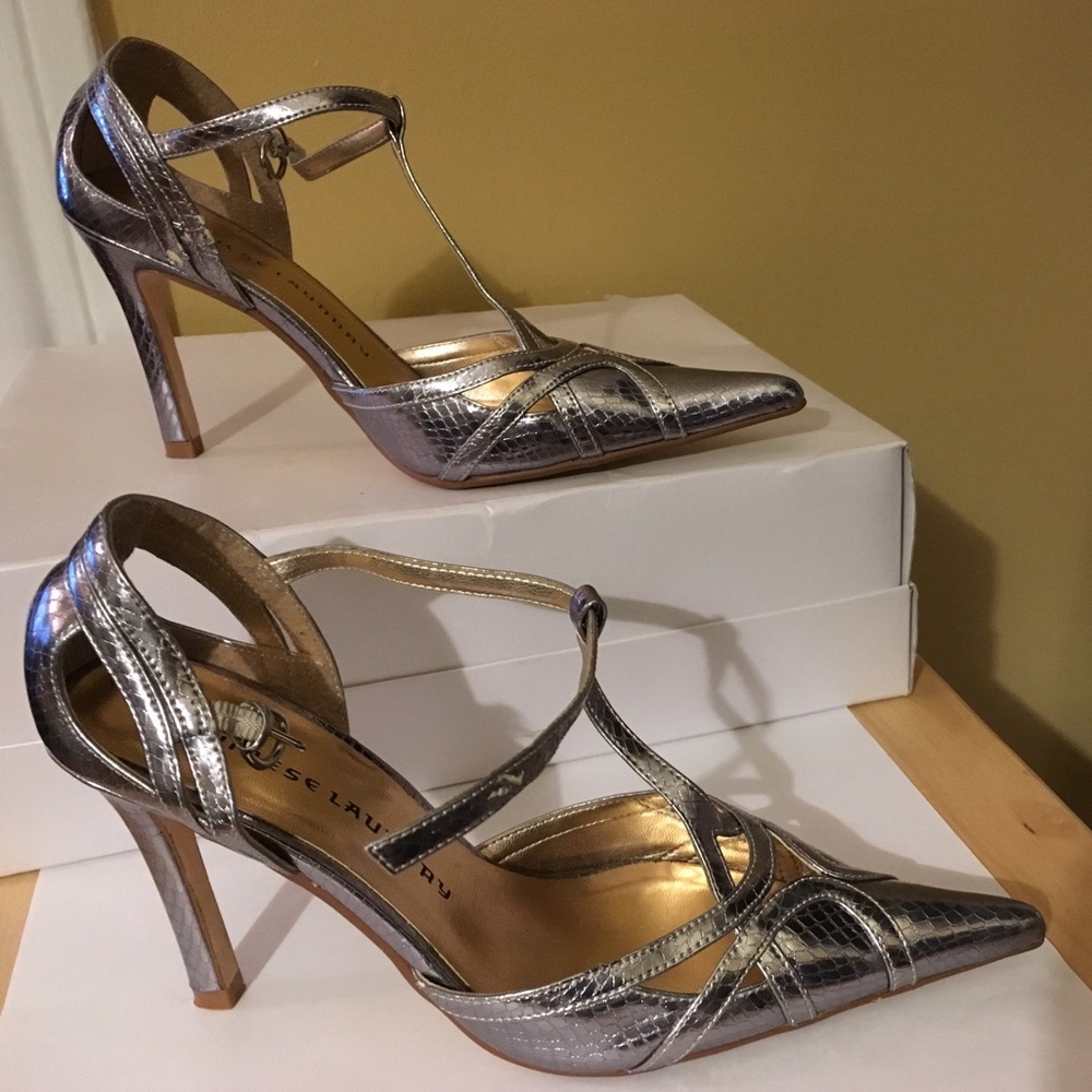 Chinese Laundry pointed toe silver heels
